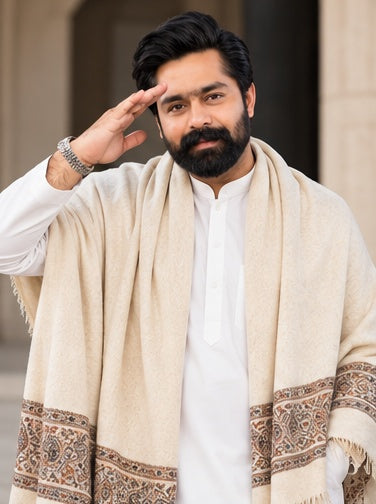 THE CLASSIC — premium men's shawl worn by Saqib Khan Chadhar
