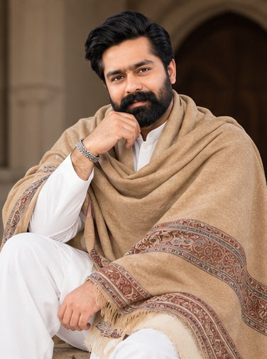 THE HERITAGE — premium men's shawl worn by Saqib Khan Chadhar